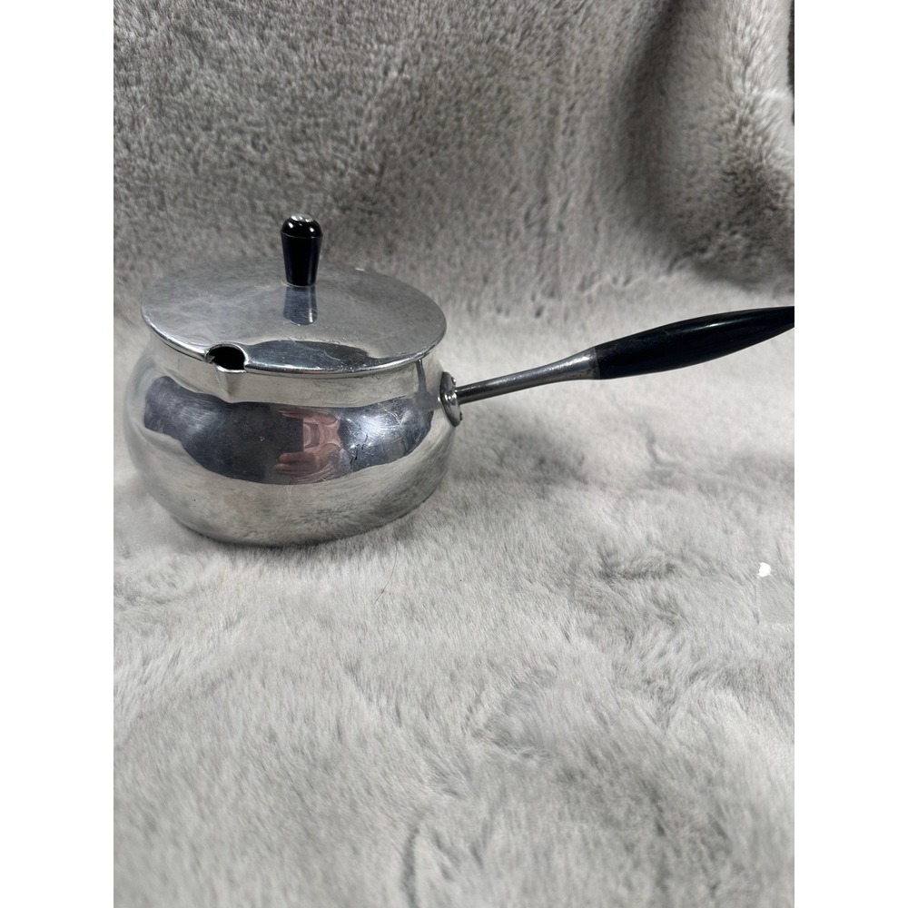 Vtg Puralum Italy Aluminum Butter Melting Pot Fondue Chocolate MCM 60s Retro